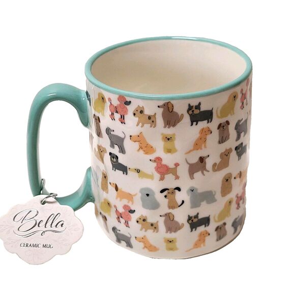 10 Strawberry Street Bella AO Pups Dogs Turquoise Ceramic Coffee Mug Cup Gift - Picture 7 of 7